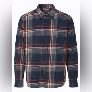 Eddie Bauer Men's Navy and Burgundy Flannel Plaid Shirt XXL